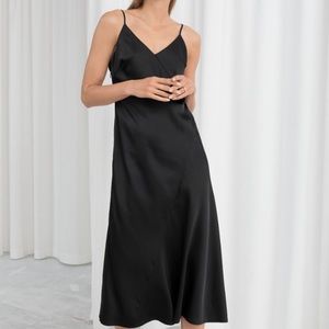 Midi navy slip dress